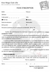 Fiche d'inscription KMCL V2014