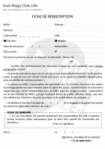 Fiche réinscription KMCL V2014